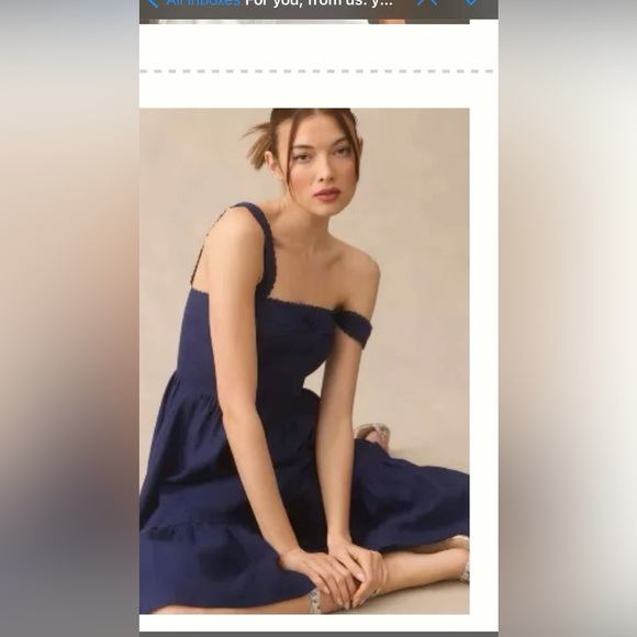 Reformation Dresses & Skirts - Reformation Rowen Linen Midi Dress in navy 12